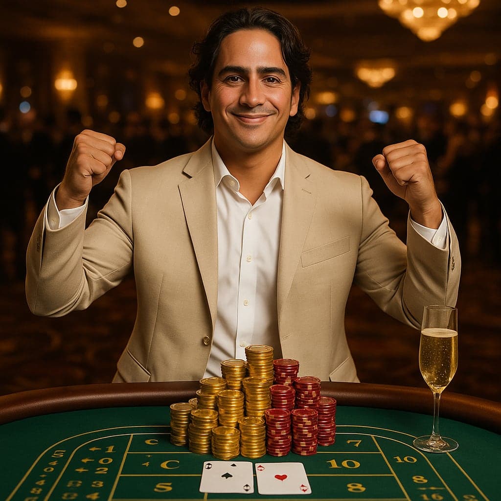 Chris at the table with aces and a winning stack